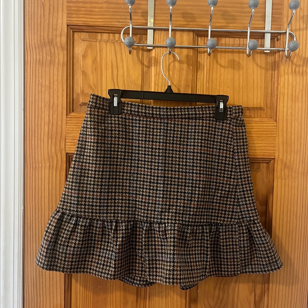 J CREW Mercantile Brown Hound’s Tooth Skirt Size: 10